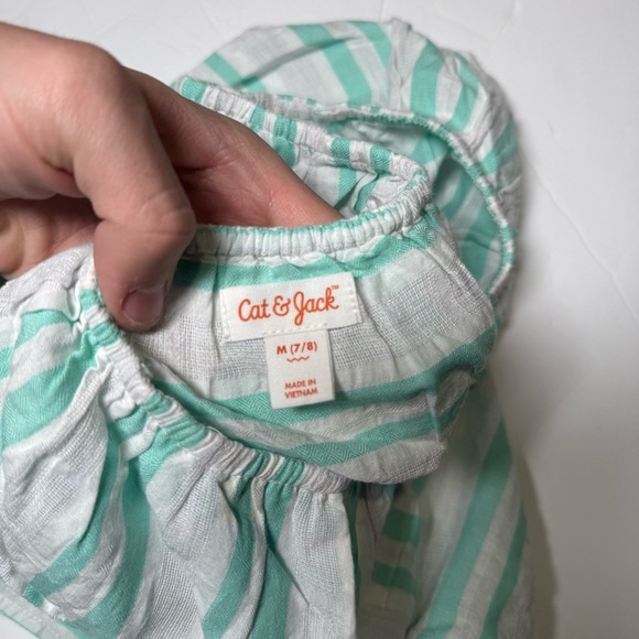 Cat & Jack Girls Sleeveless Top Striped Turquoise White Size Medium 7/8 Summer - Picture 6 of 7